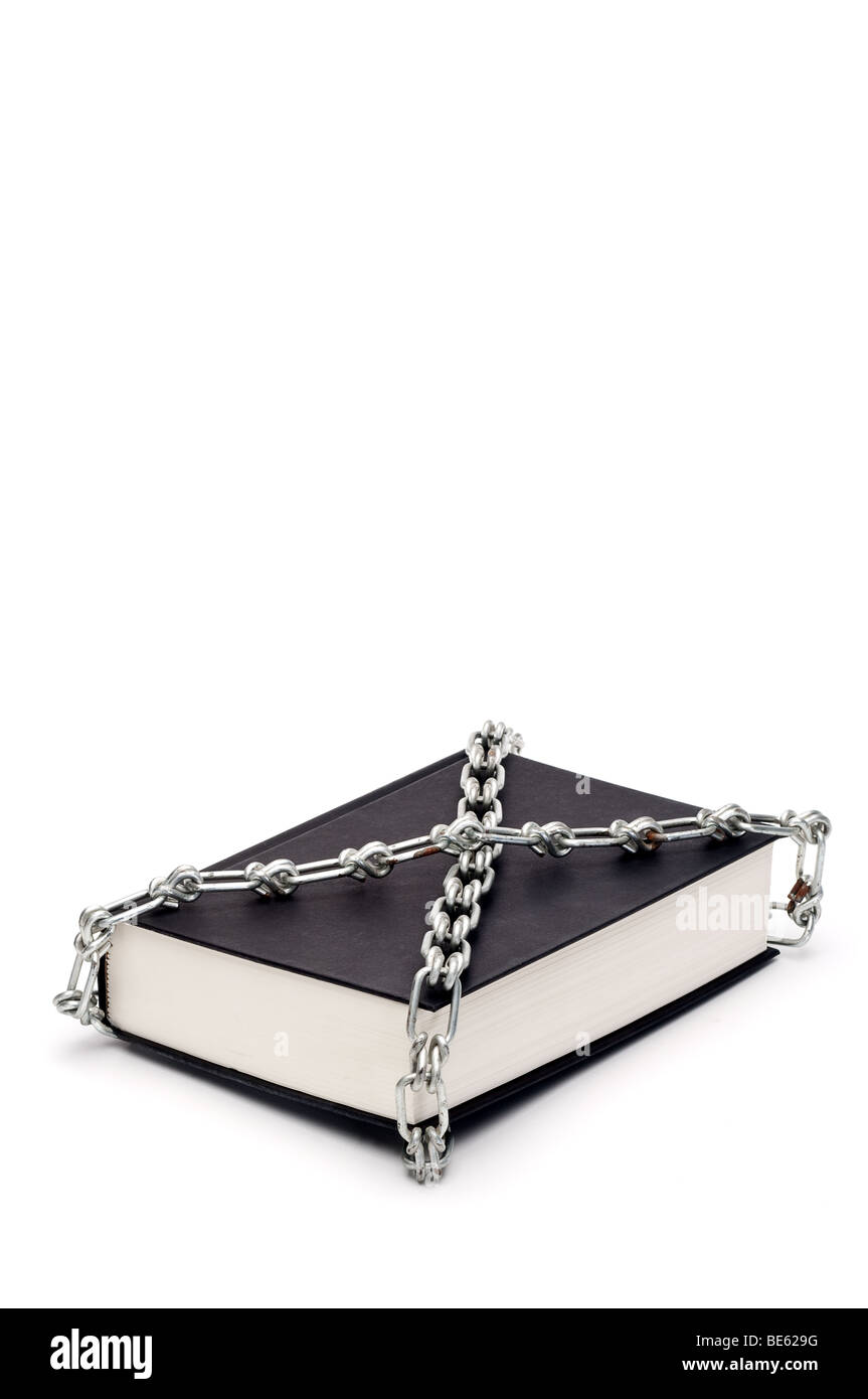 Vertical book chained in censorship Stock Photo