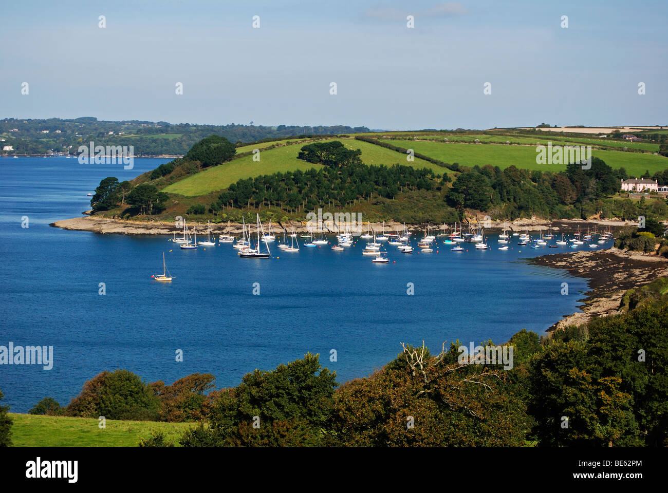 st.just in roseland creek on the river fal in cornwall, uk Stock Photo