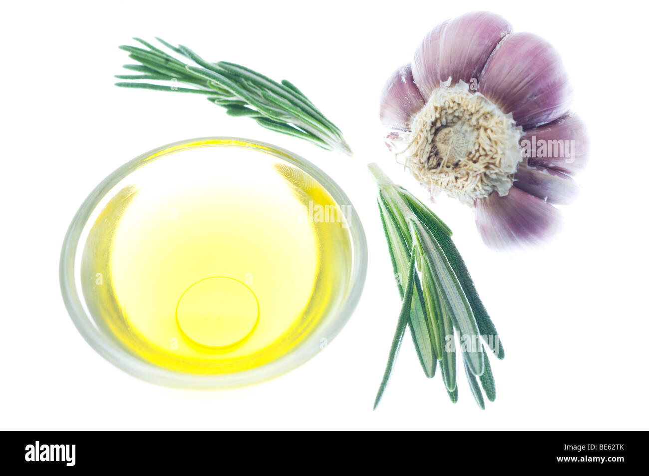 Garlic, rosemary and olive oil Stock Photo