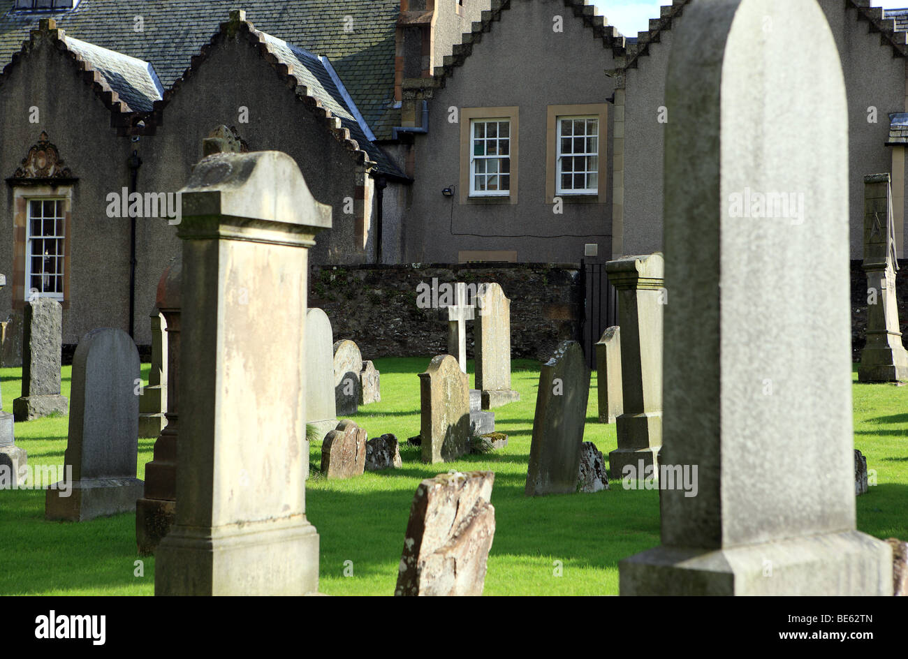 Gravestones in the grounds of Dunblane Cathedral Stock Photo