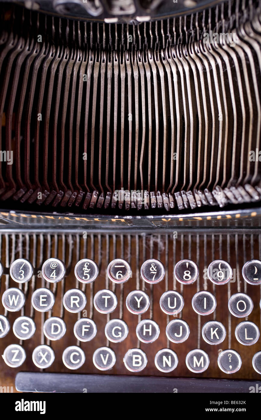 View of an old fashioned typewriter. Stock Photo