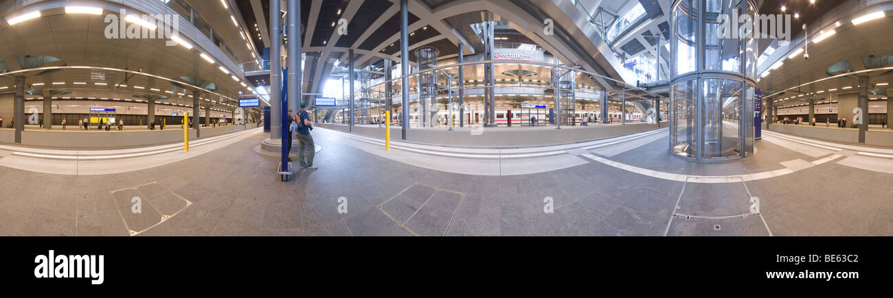 360 degree panoramic view Hauptbahnhof main train station, Berlin, Germany, Europe Stock Photo