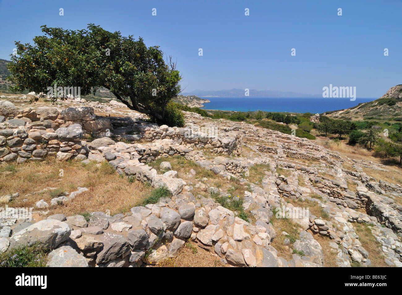 Ancient Ruins of Gournia, historic Minoan settlement now used as an archaeological site, Eastern Crete, Crete, Greece, Europe Stock Photo