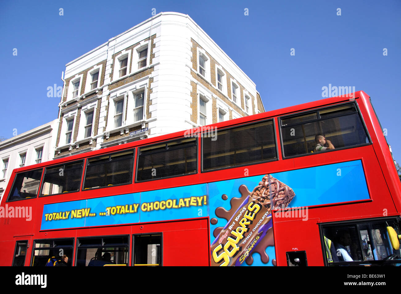 Double-decker bus, Earl's Court Road, Earl's Court, Royal Borough of Kensington and Chelsea, Greater London, England, United Kingdom Stock Photo