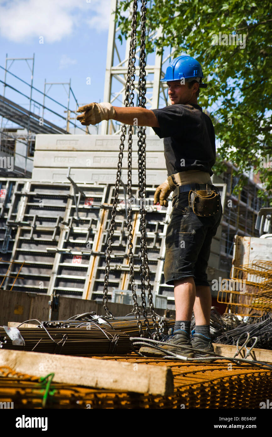 Construction worker on a construction site in Berlin, Germany, Europe ...