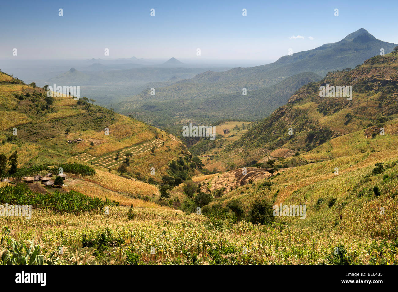 View across the Great Rift Valley from the slopes of Mount Elgon in Uganda. Stock Photo