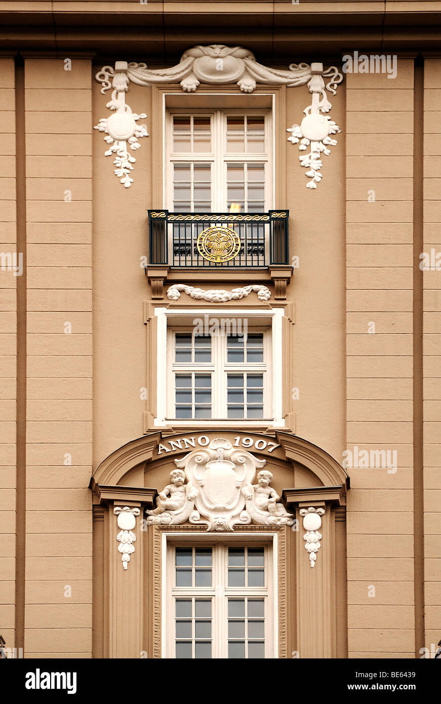 Decorative facade, detail, from 1907, now Casino, Hamburg, Germany, Europe Stock Photo