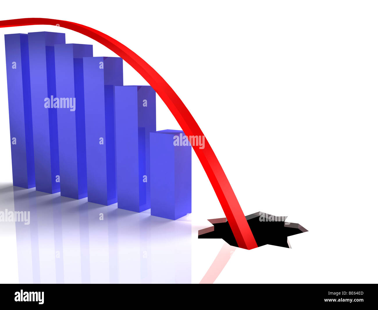 Chart going through the floor. Economic crisis concept. Stock Photo
