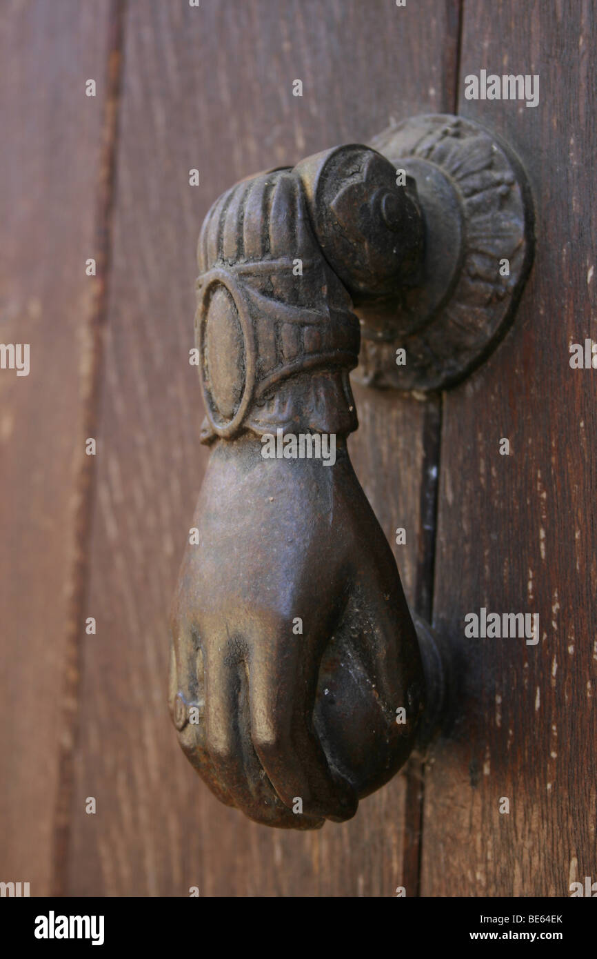 Close up of a door knocker in the village of Blaziert, France Stock Photo