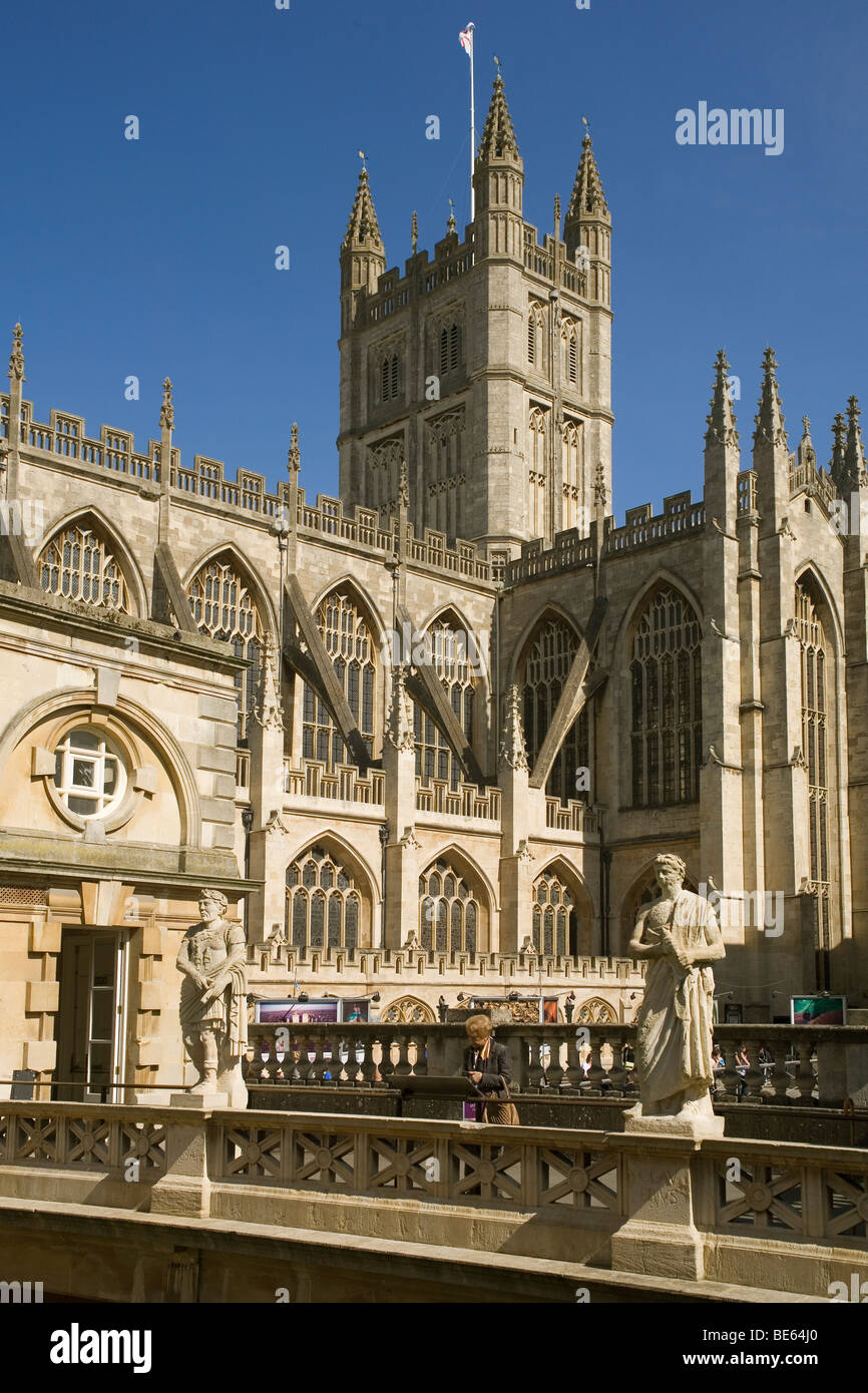 England Somerset Bath Abbey from Roman baths Stock Photo Alamy
