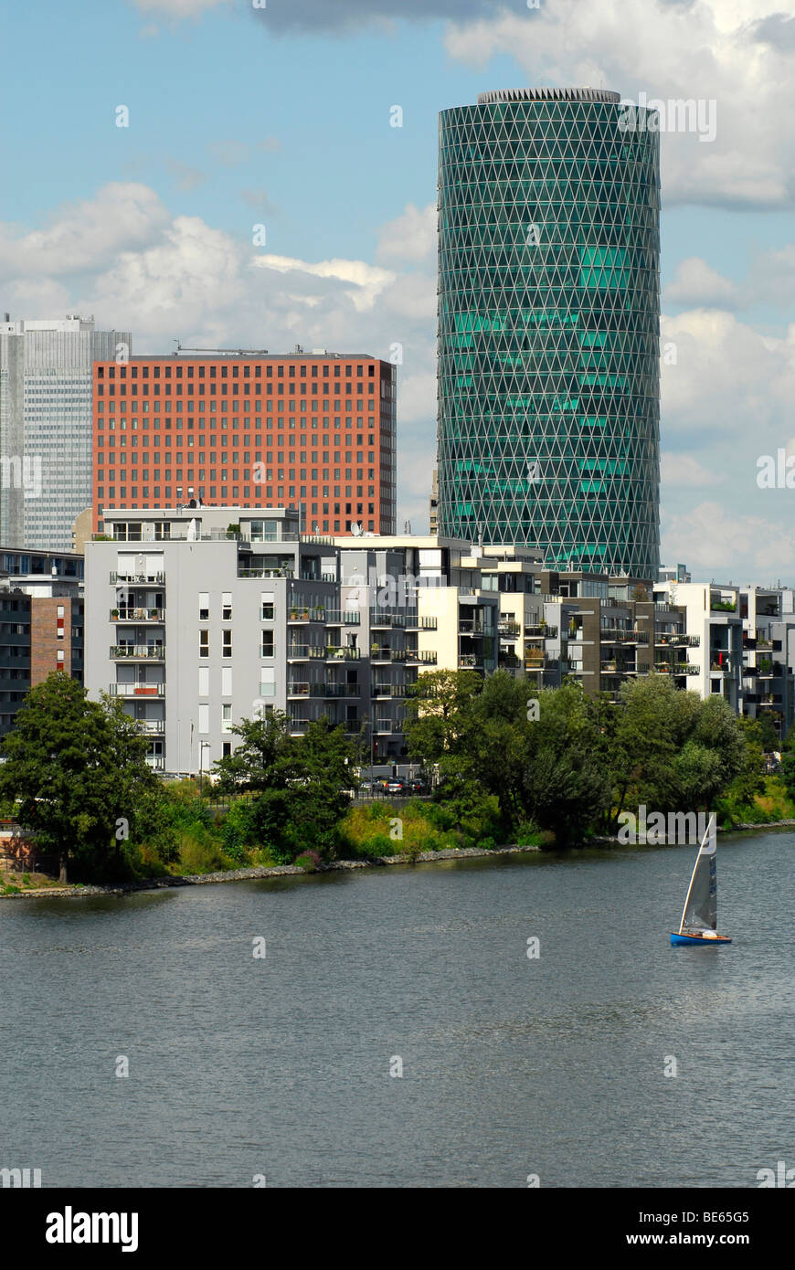 View of the Westhafen Tower, Westhafen harbor, Gutleutviertel district, Frankfurt am Main, Hesse, Germany, Europe Stock Photo