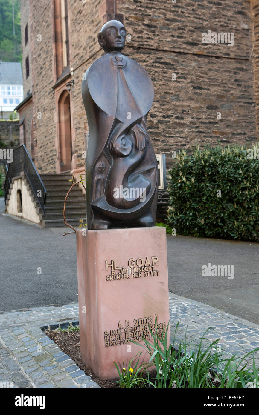 Monument of St. Goar, founder of the town of St. Goar, RheinHunsrueck
