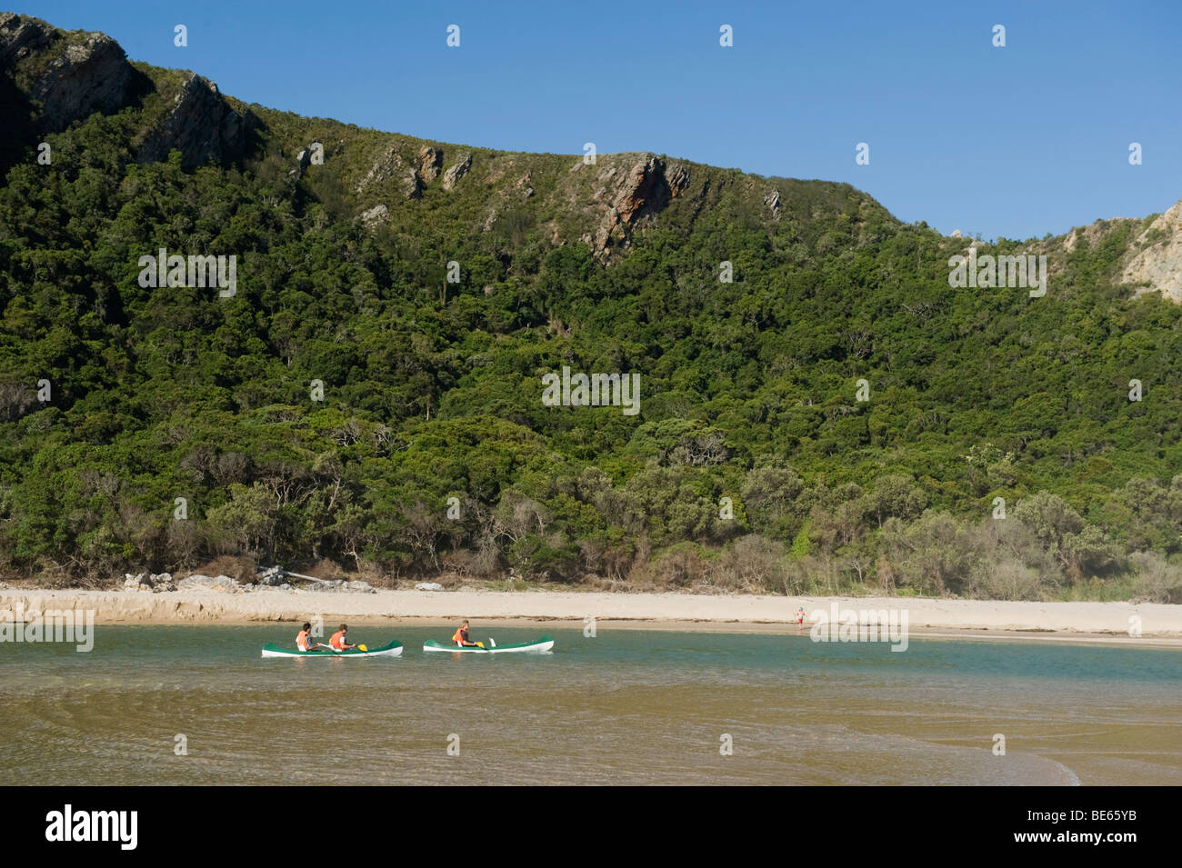 Canoes in Nature's valley, Garden Route, South Africa Stock Photo