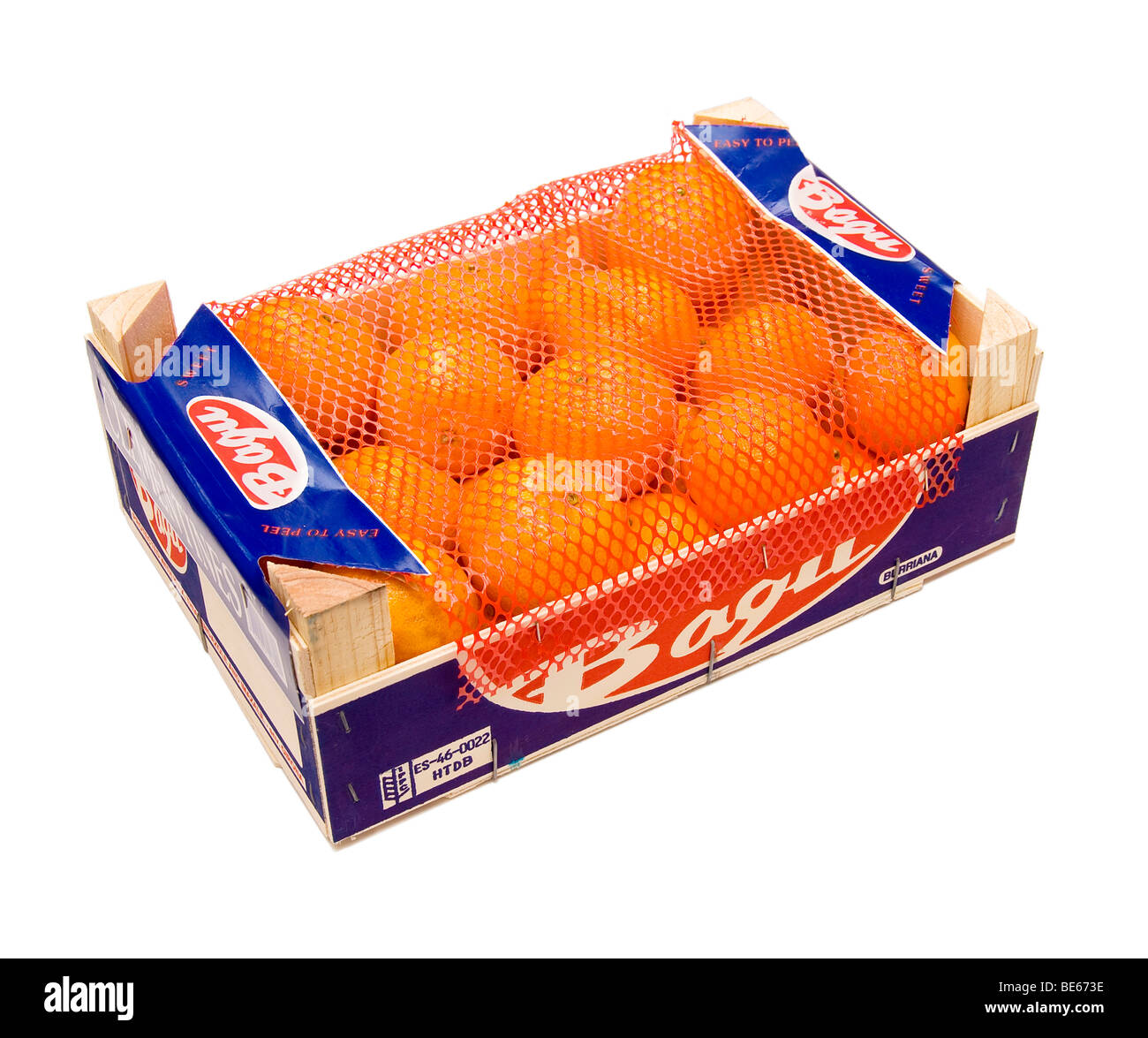 Little crate of tangerines ready to eat Stock Photo