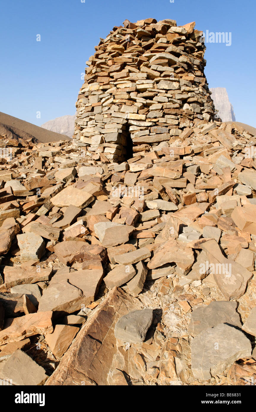 5000 years old stone tomb at Al Ayn, UNESCO World Heritage Site, Hajar al Gharbi Mountains, Al Dhahirah region, Sultanate of Om Stock Photo