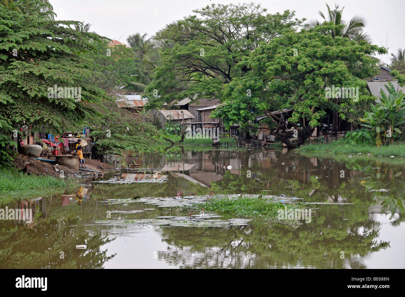 Pile dwellings in the slums of Siem Reap, Cambodia, Asia Stock Photo