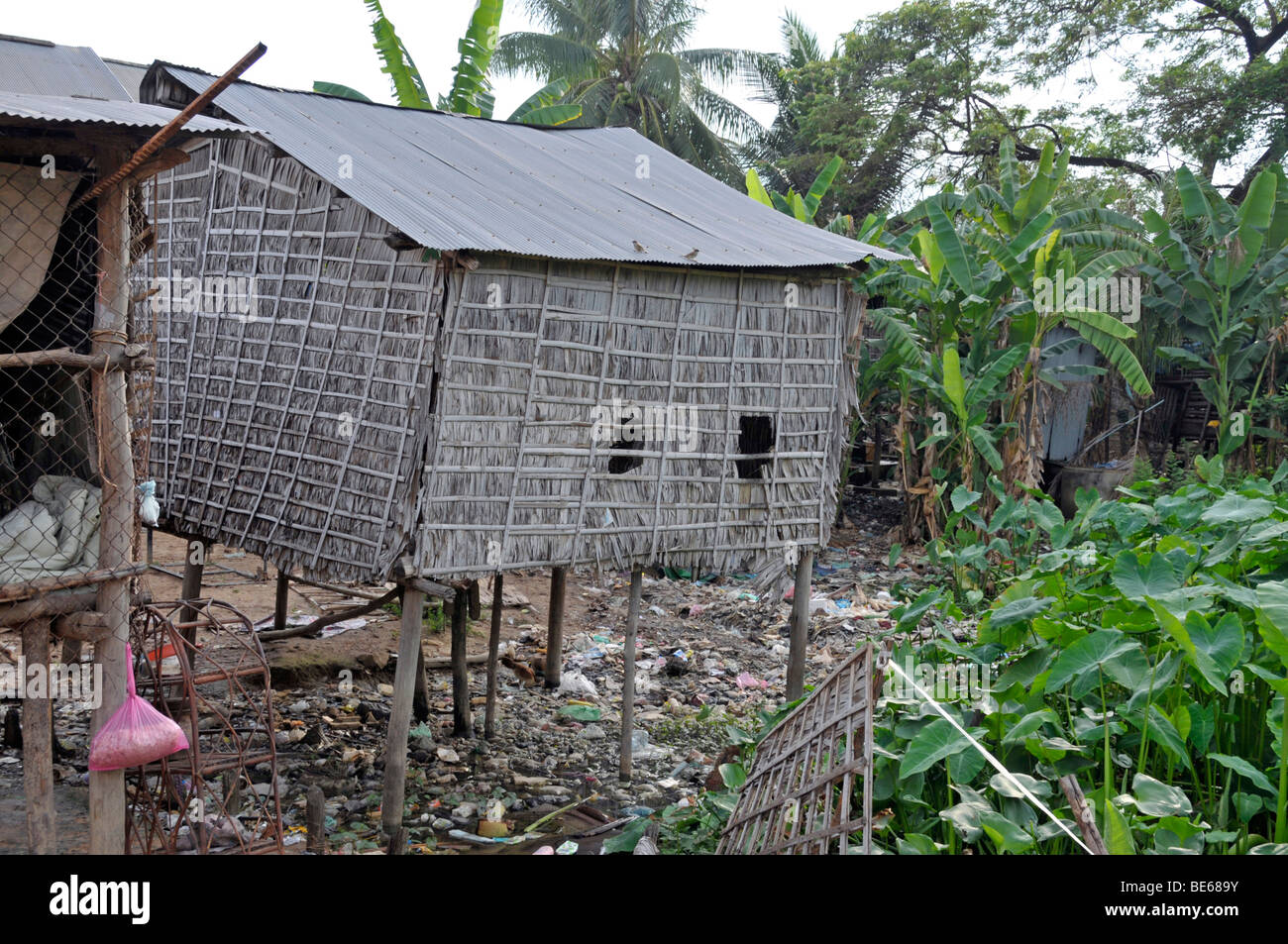 Pile dwelling in the slums of Siem Reap, Cambodia, Asia Stock Photo