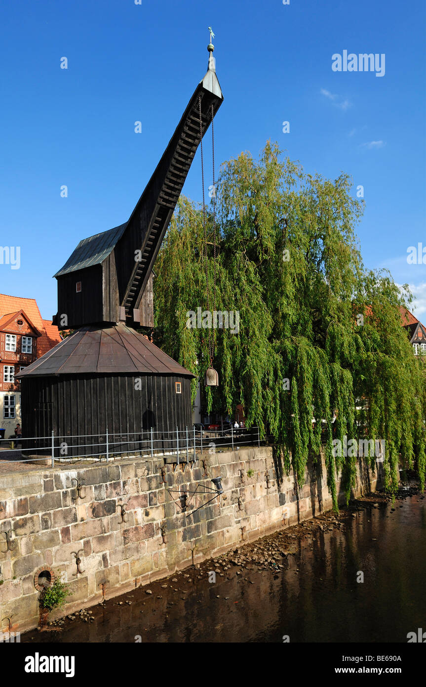 The 'Old Crane', 1346, at the Ilmenau river, Lueneburg, Lower Saxony, Germany, Europe Stock Photo