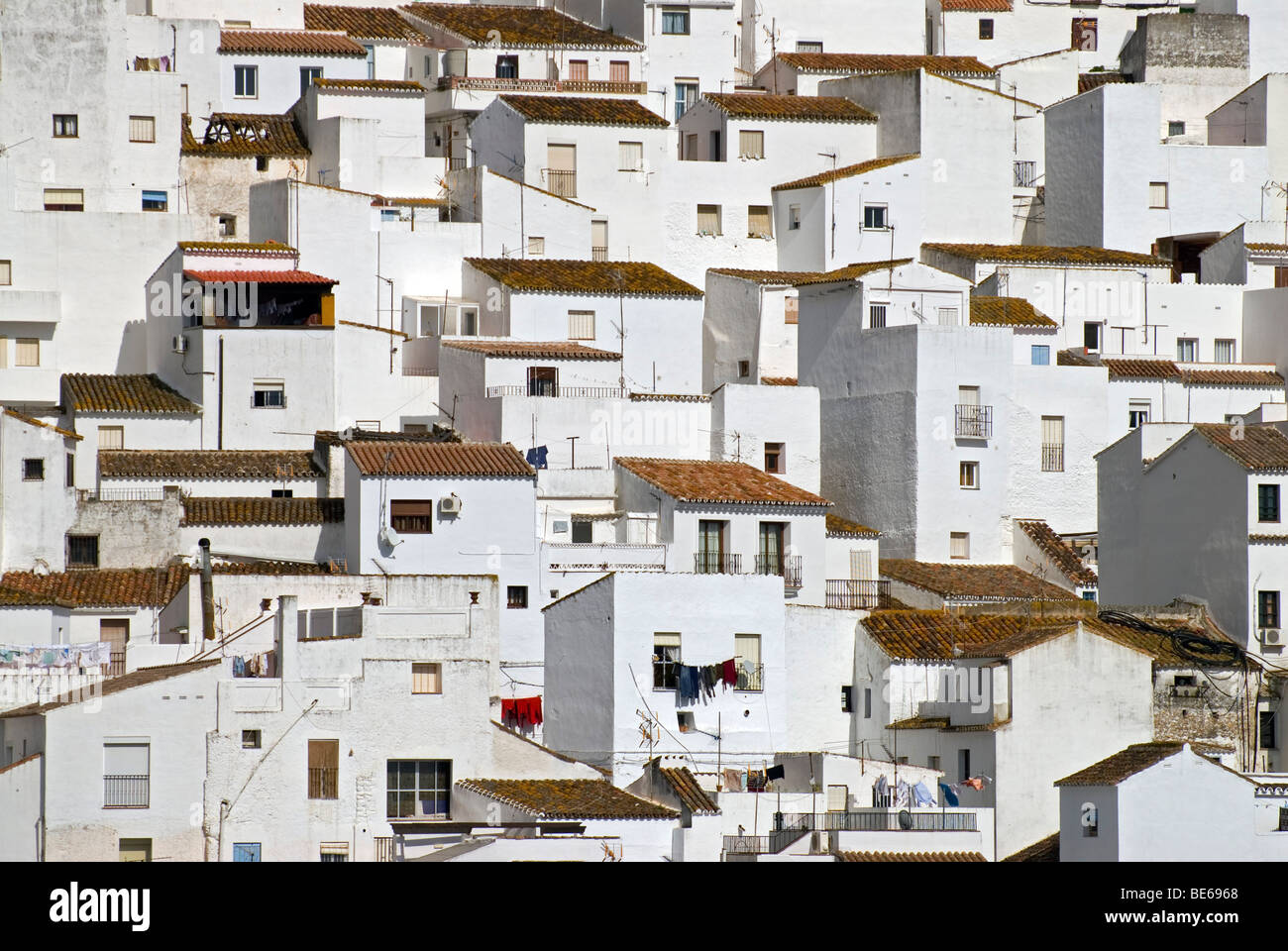 The white houses of Casares, one of the 'Pueblos Blancos' in the province of Malaga, Andalusia, Spain, Europe Stock Photo