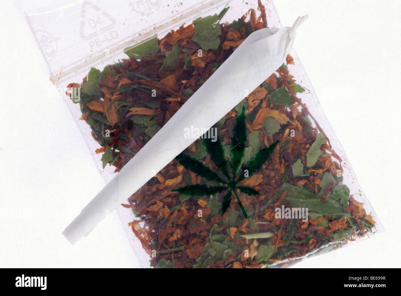 Joint and marijuana bag Stock Photo