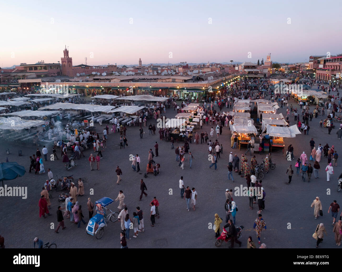 Djemaa el Fna, the famous medieval market place, Djemaa el Fna, Medina, Marrakesh, Morocco, North Africa Stock Photo