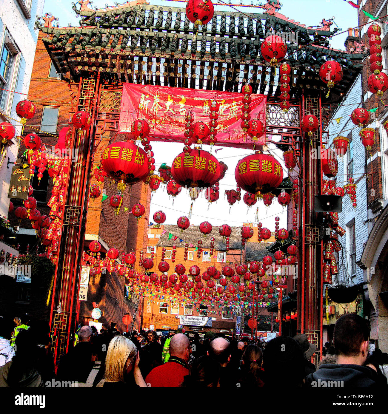 Chinese new year,soho london sea of red,annual celebration festivities cultural.lanterns.uk Stock Photo