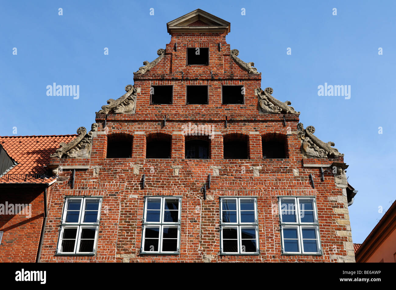 Step Gables With Dolphin Reliefs Of The So Called Stock Photo