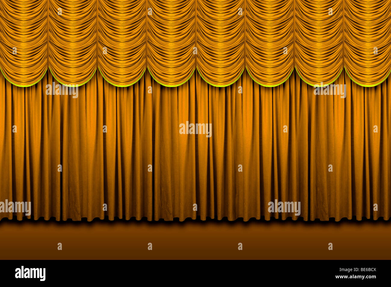Large golden stage curtains on stage Stock Photo - Alamy