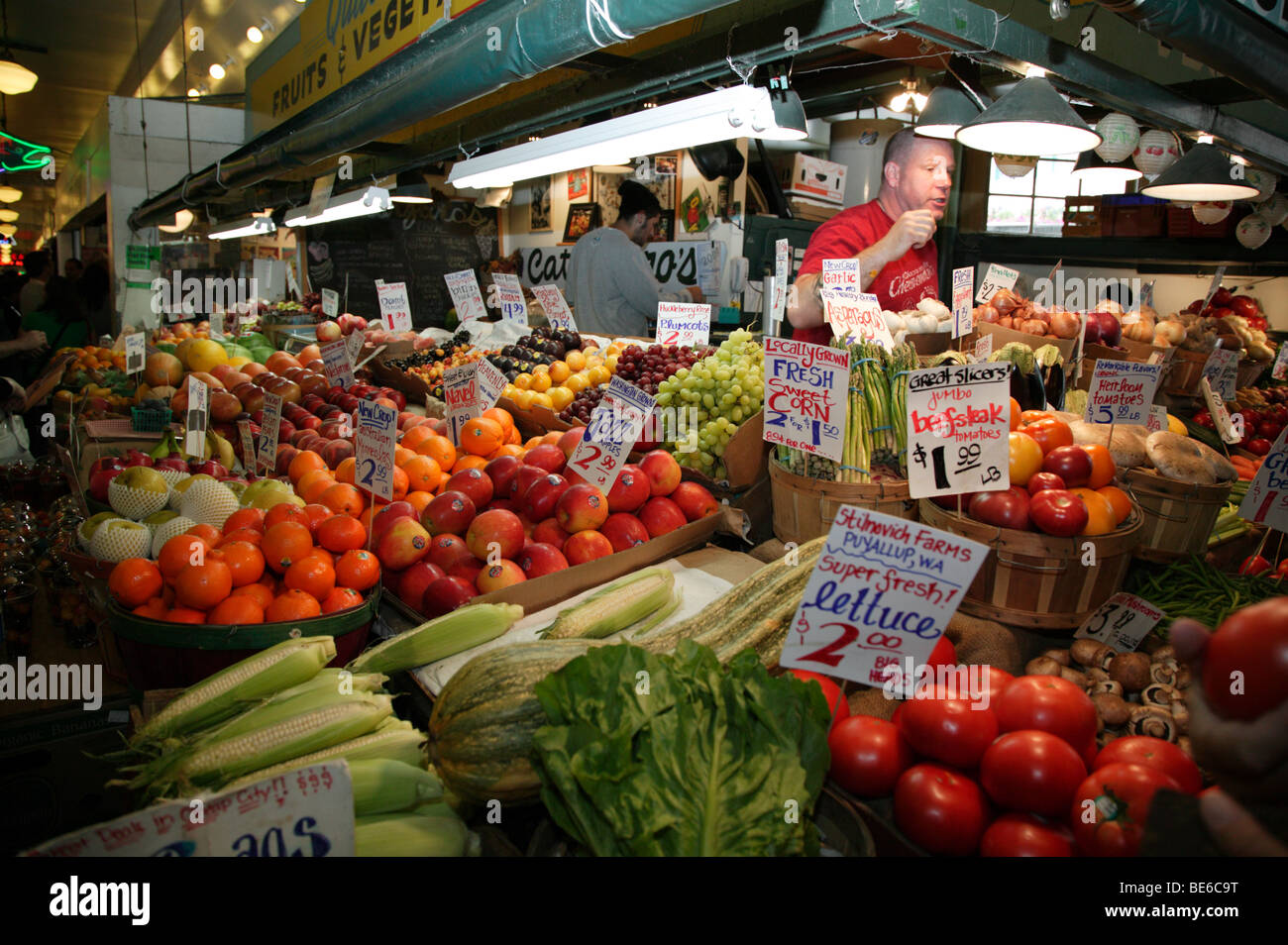 Fruit and Vegetable stall at the famous Pike Place market, Seattle
