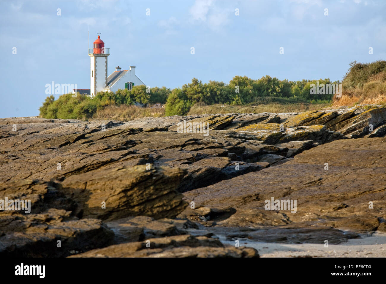 pointe des chats lighthouse at groix island, morbihan,brittany,france Stock Photo