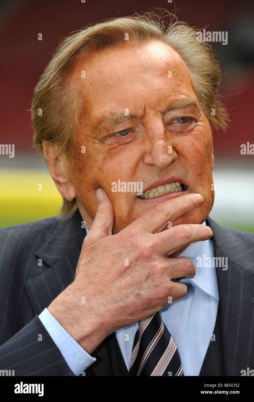 Honorary president of the DFB and VfB Stuttgart Gerhard Mayer-Vorfelder, Mercedes-Benz Arena, Stuttgart, Baden-Wuerttemberg, Ge Stock Photo