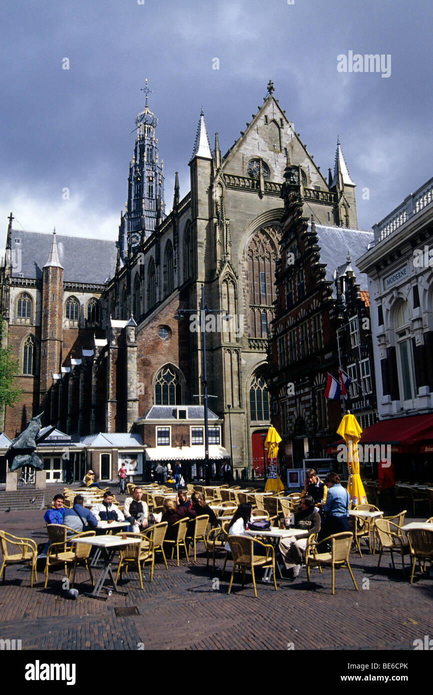 Sint-Bavo Kerk, Church of Saint Bavo, a Gothic church on Grote Markt square, Haarlem, Province of North Holland, Noord-Holland, Stock Photo