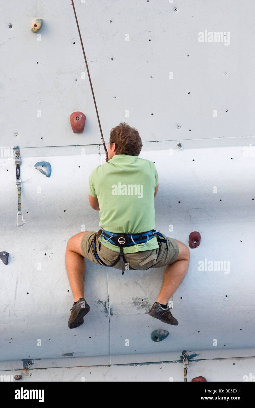 freeclimber on climbing wall Stock Photo