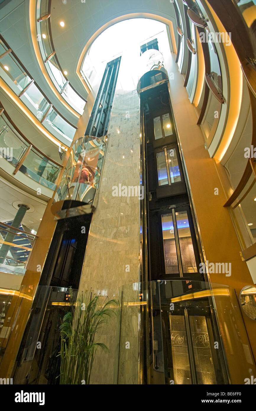 Elevator shaft of the MS Trollfjord, one of 12 Hurtigruten ships carrying passengers and cargo along the Norway coast. Stock Photo