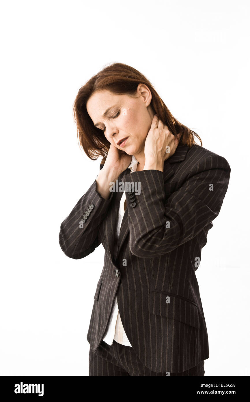 Businesswoman, neck aching Stock Photo - Alamy
