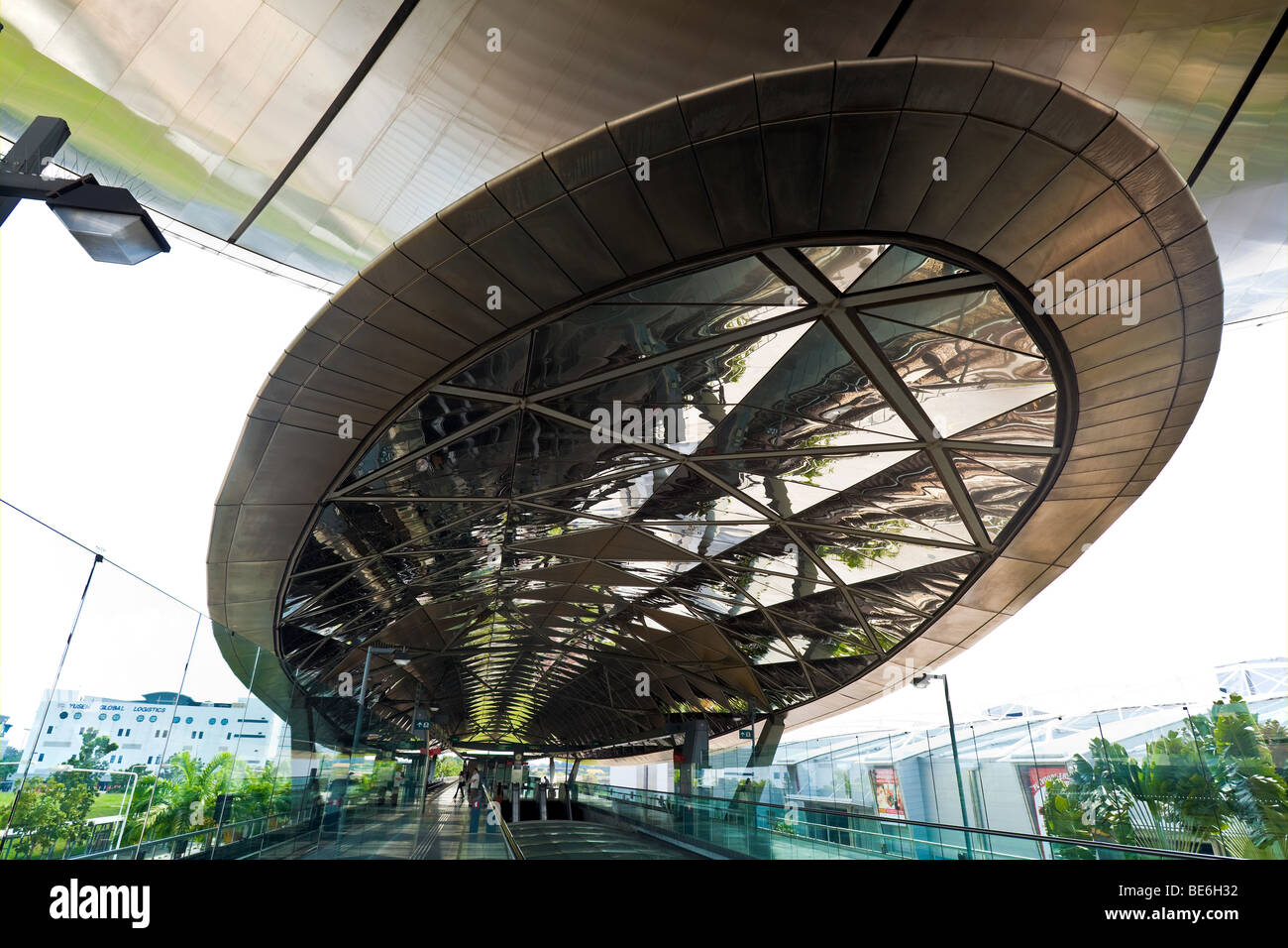 Singapore MRT, Expo Station, titanium roof. Sir Norman Foster and Partners, Architects. Stock Photo