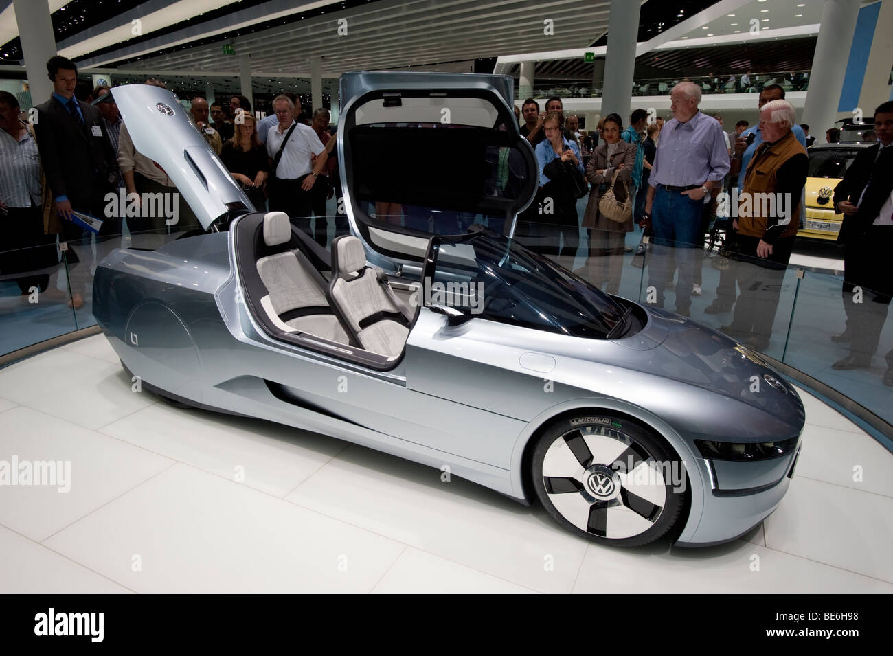 Volkswagen L1 ultra low fuel consumption concept vehicle on display at the Frankfurt Motor Show 2009 Stock Photo
