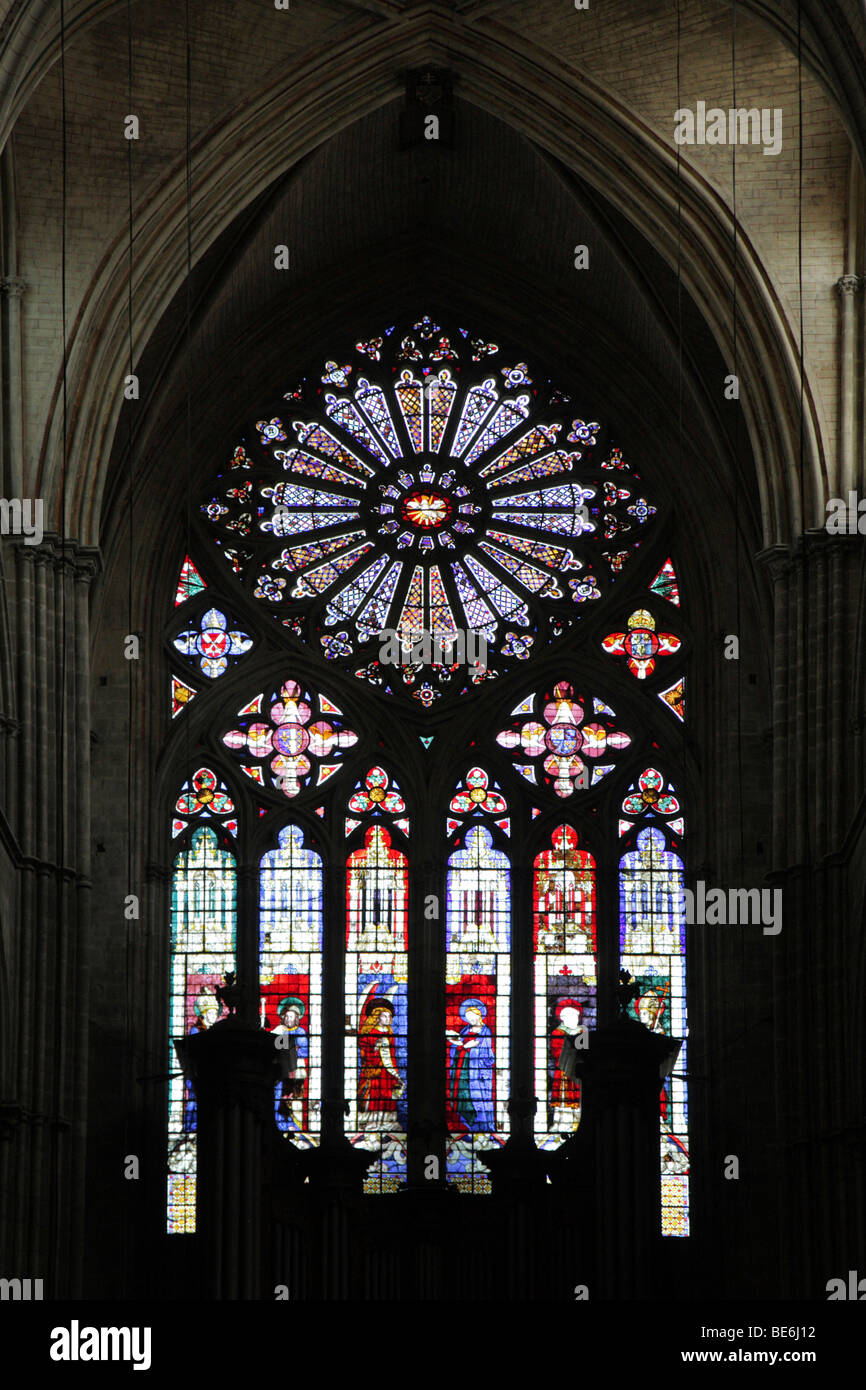 Rose window, Saint Etienne de Bourges Cathedral, Centre, France, Europe Stock Photo