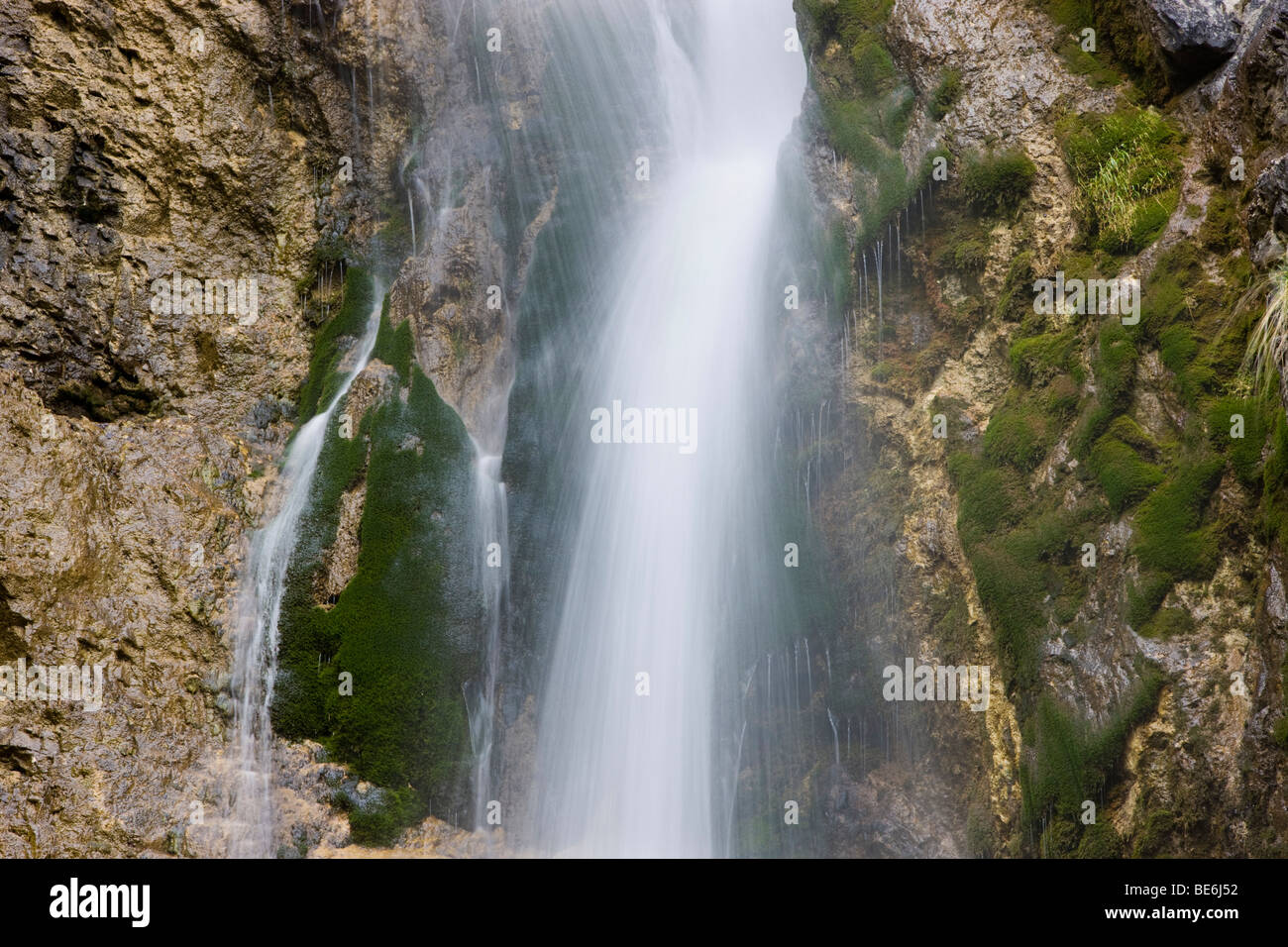 Waterfall in Oberautal, detail, Achenkirch, Karwendel Range, North Tyrol, Austria, Europe Stock Photo