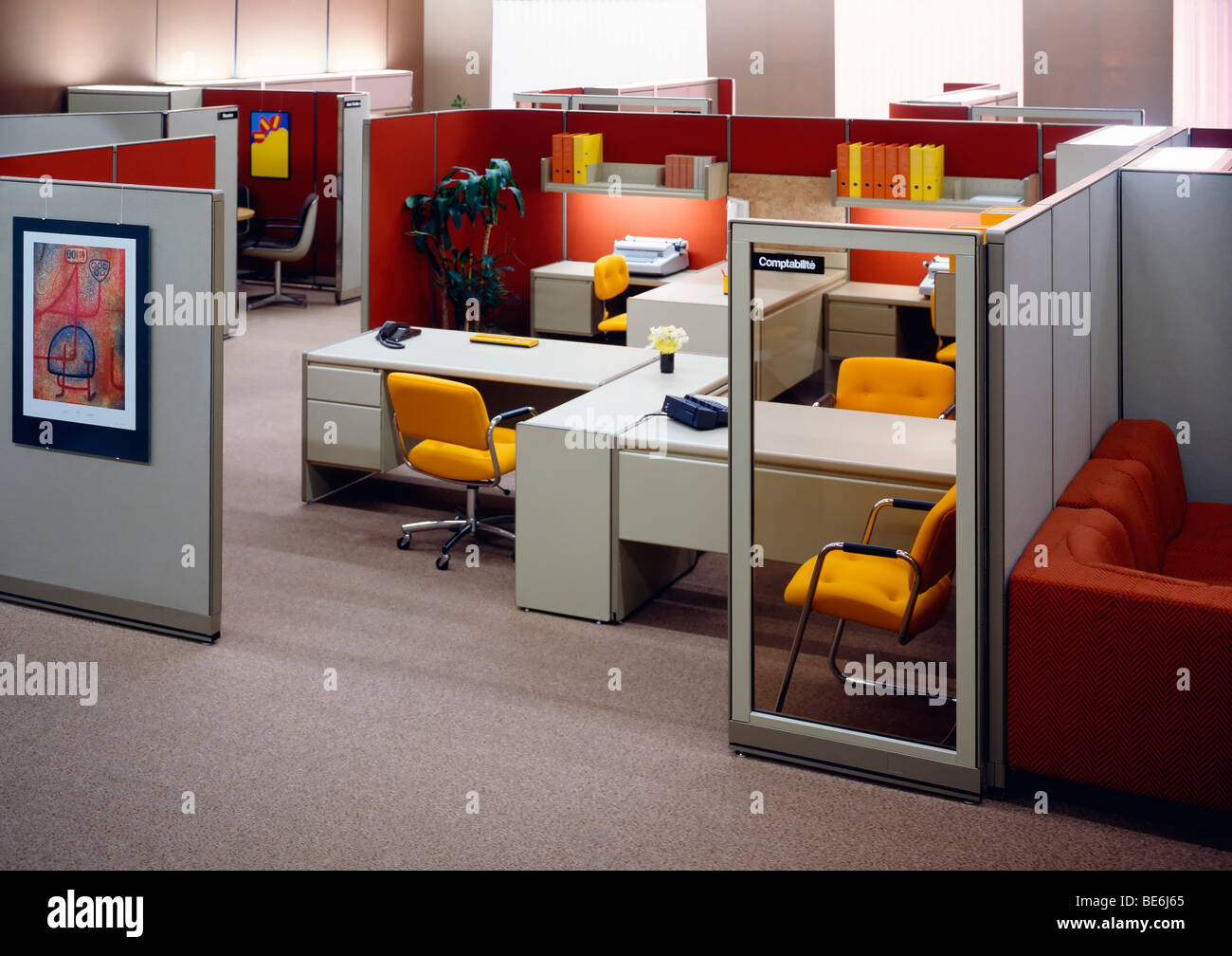 1980s open space offices Stock Photo