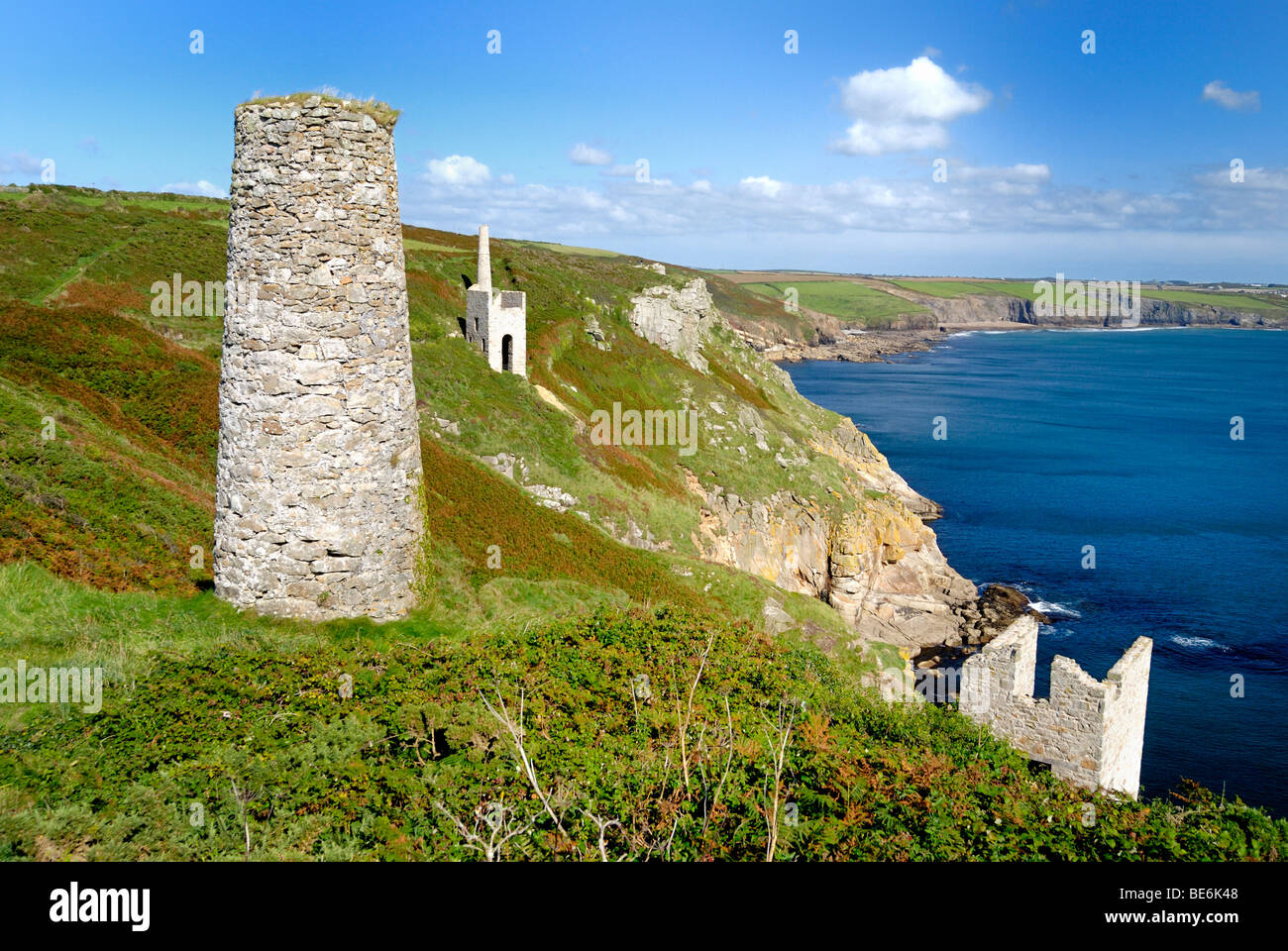 The ruins of a Cornish tin mine by the sea Stock Photo