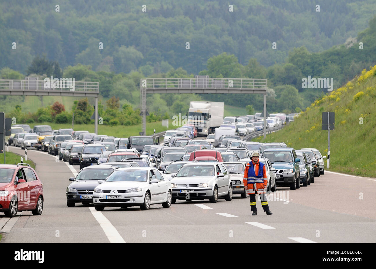 Traffic jam on the A 81 LeonbergHeilbronn before Engelberg tunnel