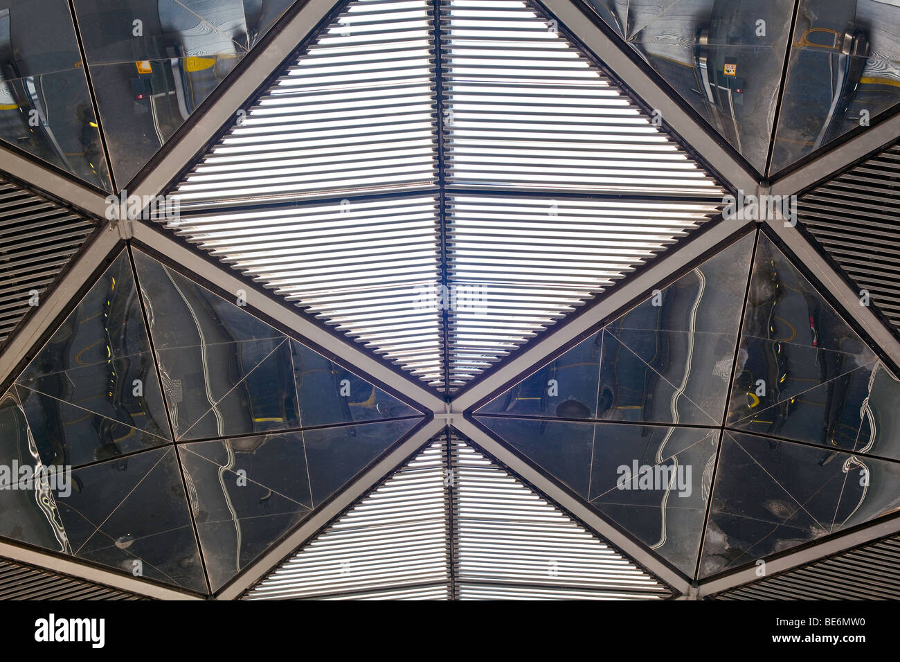 Singapore MRT, Expo Station, titanium roof detail. Sir Norman Foster and Partners, Architects. Stock Photo