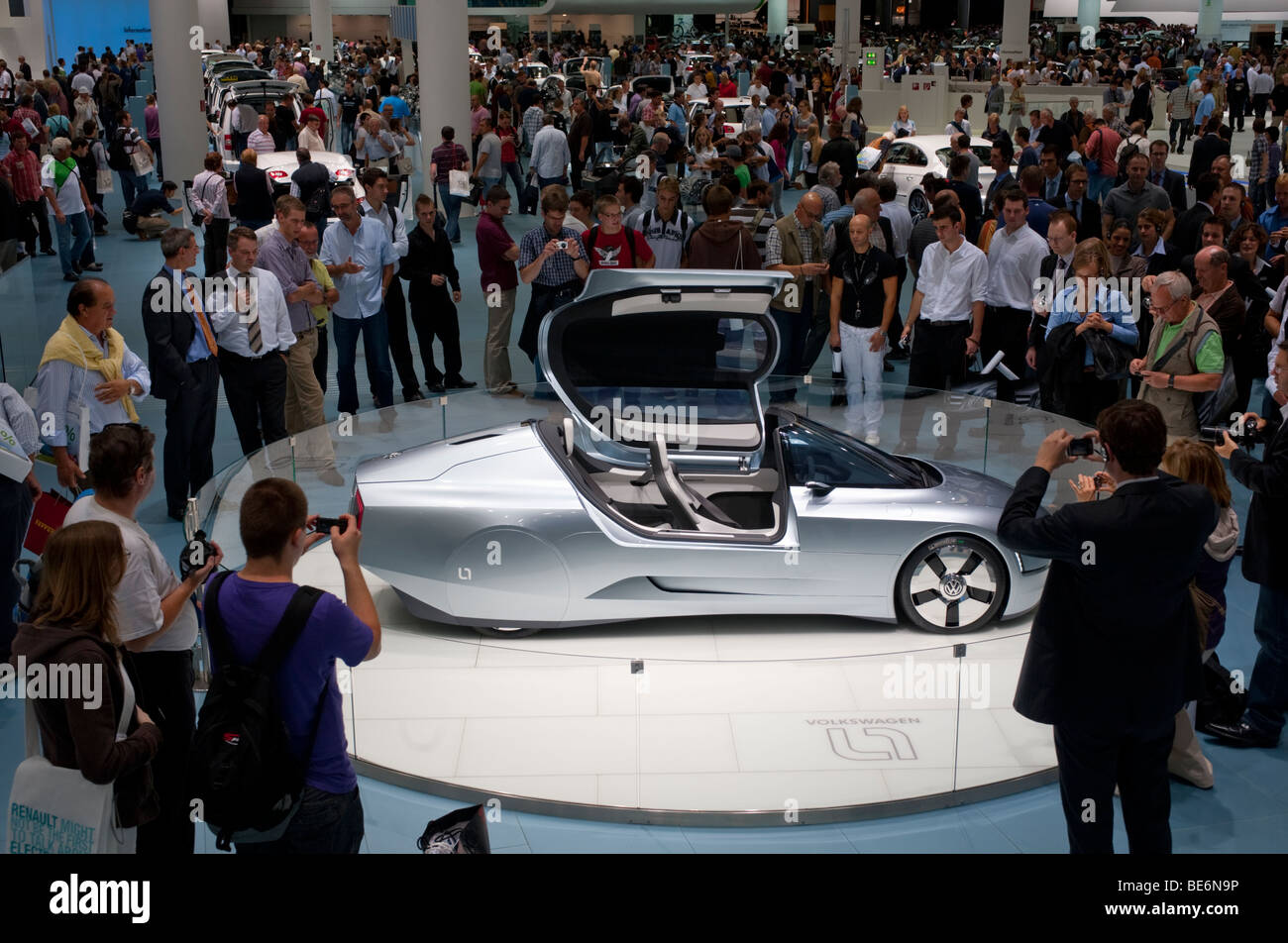 Volkswagen L1 ultra low fuel consumption concept vehicle on display at the Frankfurt Motor Show 2009 Stock Photo
