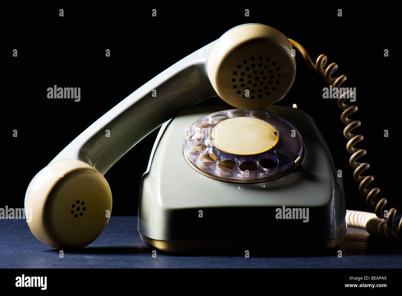 Rotary telephone with receiver off the hook, still life Stock Photo