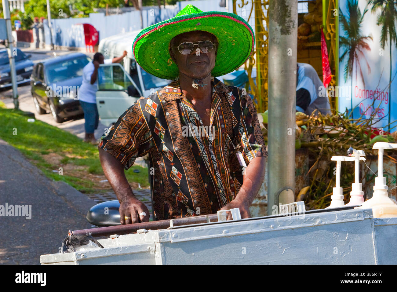 Snow cone vendor in Queens Savannah Park in Port of Spain Trinidad