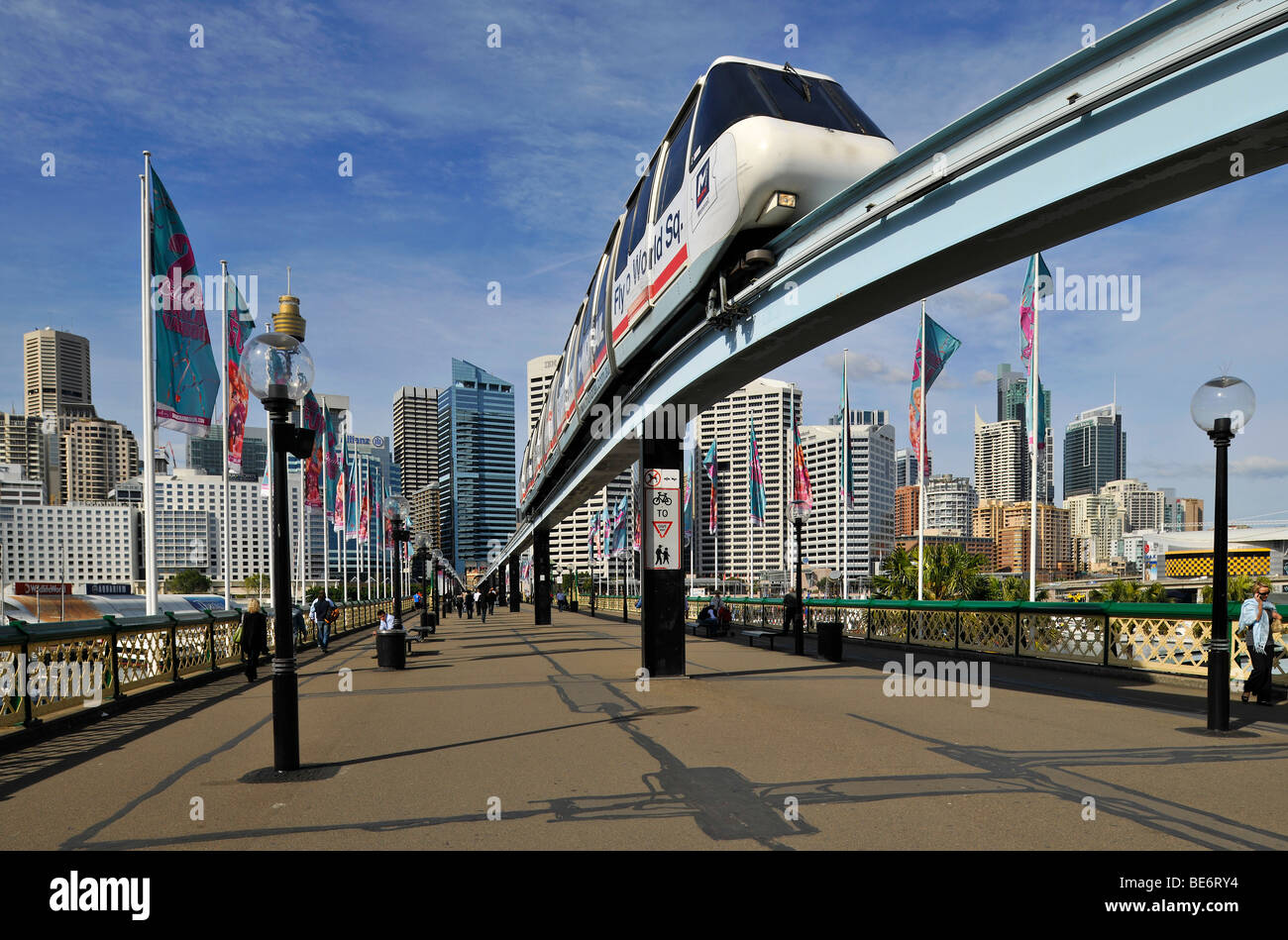 Monorail on Pyrmont Bridge, Darling Harbour, Sydney, New South Wales