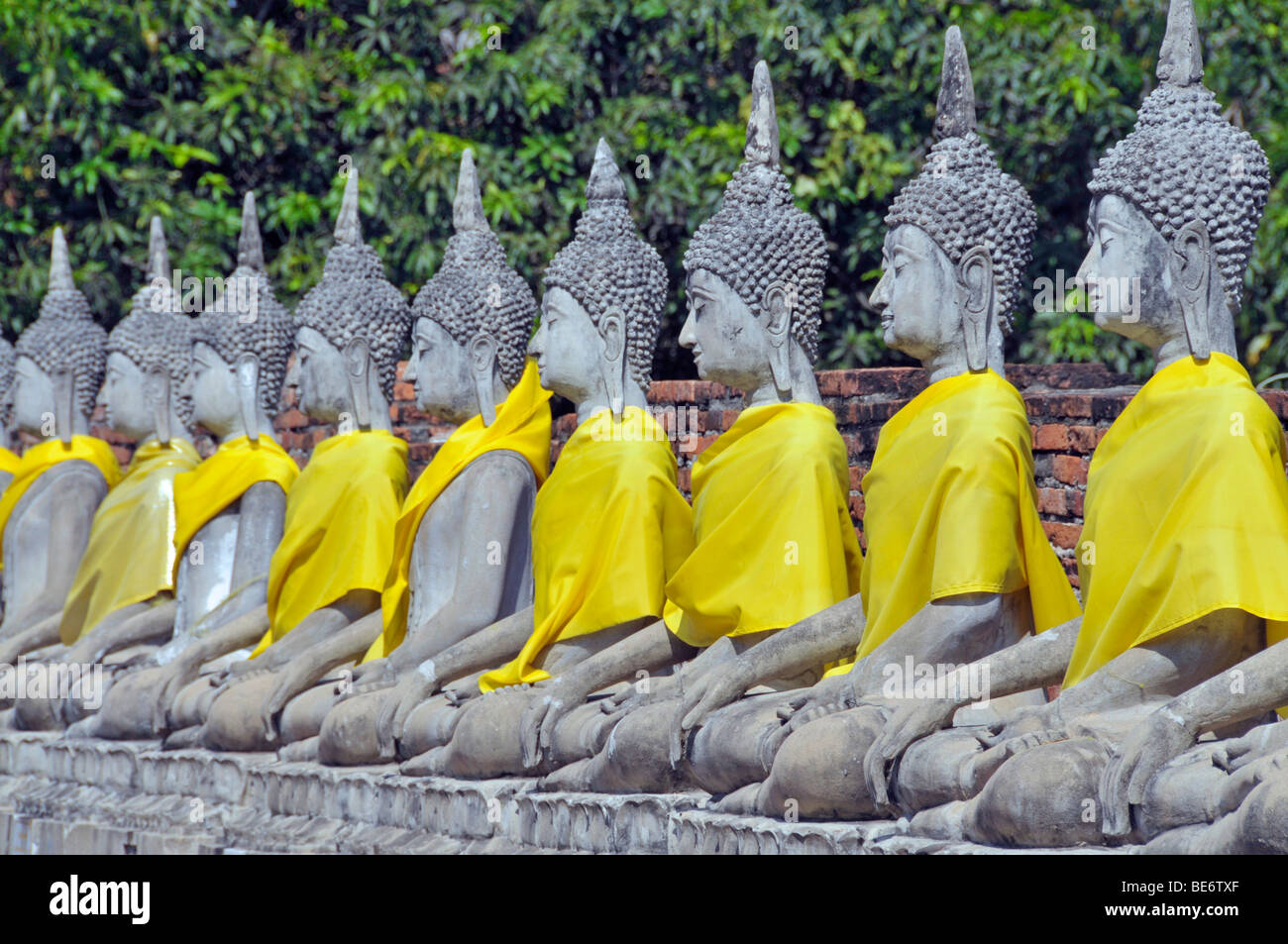 Buddha statues around the Great Chedi Chaya Mongkol, Wat Yai Chai ...