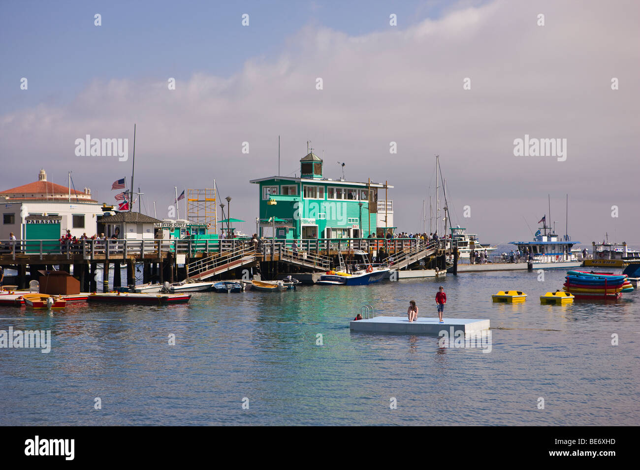 AVALON, CA, USA - Pleasure Pier and harbor, Santa Catalina Island Stock ...