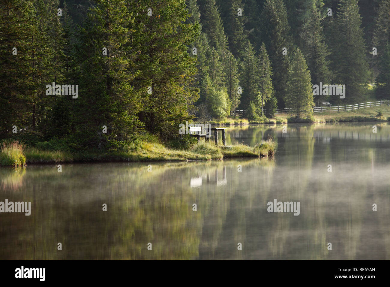 Morning mood at Lake Prebersee, Lungau, Salzburg state, Salzburg, Austria, Europe Stock Photo